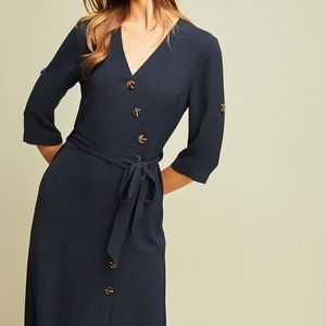 Blue midi dress button down